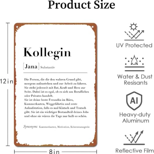Personalized Aluminum Definition Tin Sign for Coworker, 8 x 12 - Product Imagery