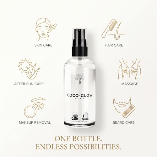 Coco Glow Elixir USDA Certified Organic Fractionated Coconut Oil - Product Imagery