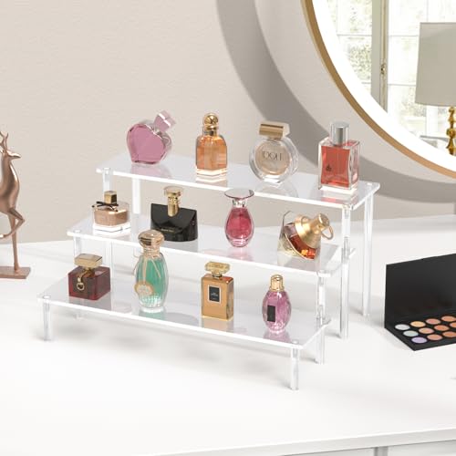 Acrylic Display Risers, 3 Tier Perfume Organizer, Clear Cupcake - Product Imagery