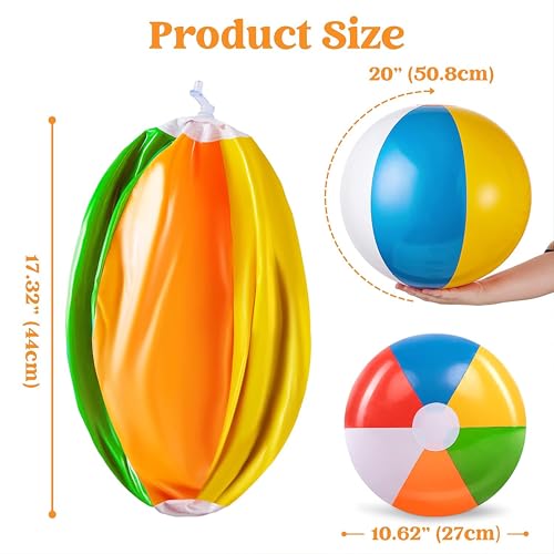 JOYIN 4-Pack 20" Beach Balls - Large Rainbow Beach Ball - Product Imagery