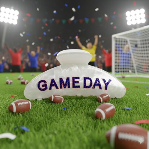 Game Day Hair Clips for Women Trendy White Blue Hair Claw Clips - Product Imagery