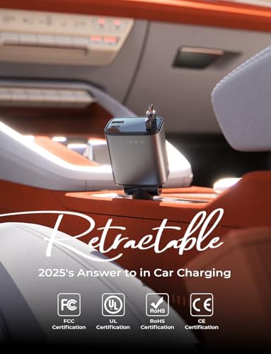 LISEN Retractable Car Charger, 84W Car Charger USB C Fast - Product Imagery