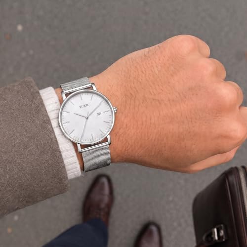 BUREI Men Wrist Watches Fashion Minimalist Thin Analog Quartz - Product Imagery
