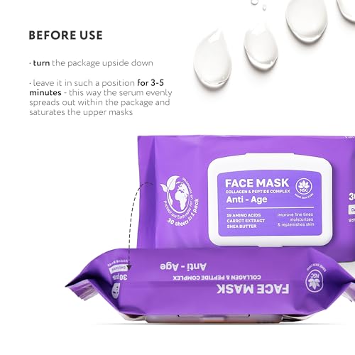 Korean Collagen Face Mask Set - 30-Pack Premium Sheet Masks with - Product Imagery