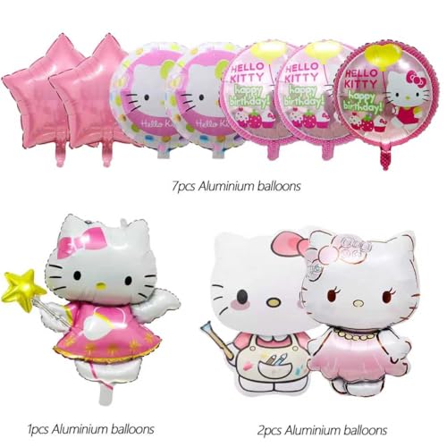 10 Pcs - Kitty Birthday Decorations | Cute Pink Party Supplies - Product Imagery