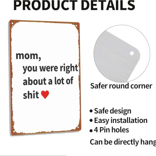 Funny Metal Sign 8x12 Inch, Humorous Mother's Day Decorative - Product Imagery