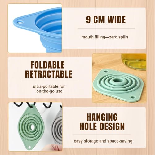 Kitchen Funnel Set, 2026 New Food Grade Silicone Collapsible - Product Imagery
