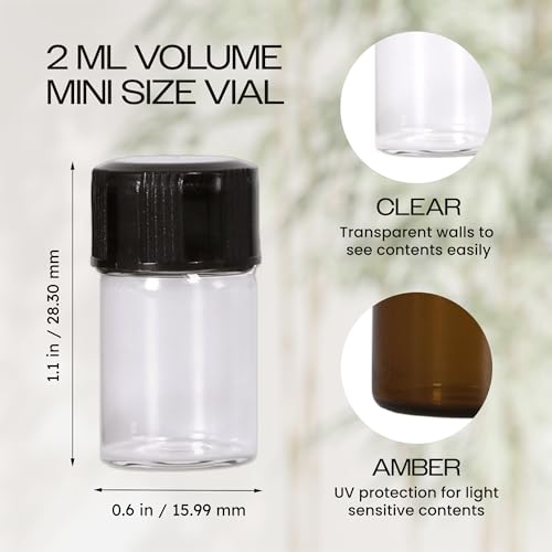 Beauticom 2ML Clear Glass Vial 60 Pieces with Orifice Reducer - Product Imagery