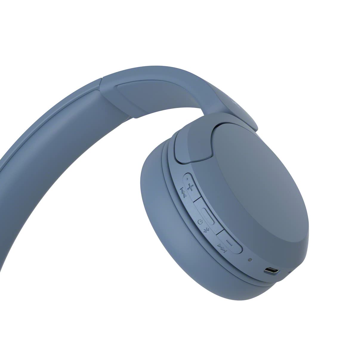 Sony WH-CH520 wireless on-ear Bluetooth headphones in blue with built-in microphone and lightweight design.