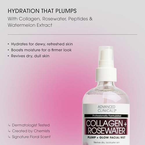 Advanced Clinicals Collagen Rosewater Face Mist Skin Care - Product Imagery
