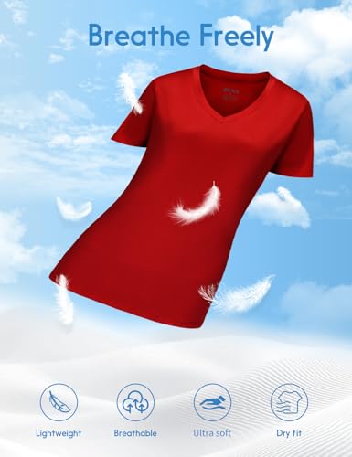 V Neck T Shirts for Women, Athletic Short Sleeve Workout Top, UV - Product Imagery