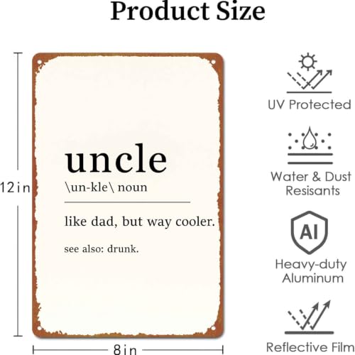 8x12 Inch Aluminum Funny Uncle Definition Sign, Humorous - Product Imagery
