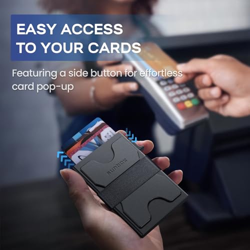 RUNBOX Slim Wallet for Men, RFID Aluminum Pop-Up Card Holder for - Product Imagery