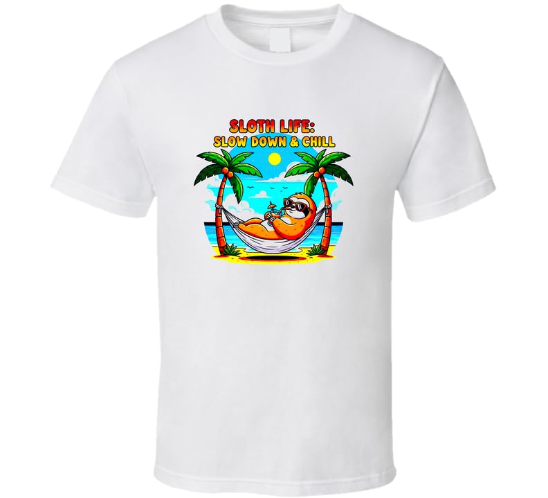 Sloth Life Slow Down and Chill Beach Life Funny Gift Viral - Premium Selection Official Imagery - 1