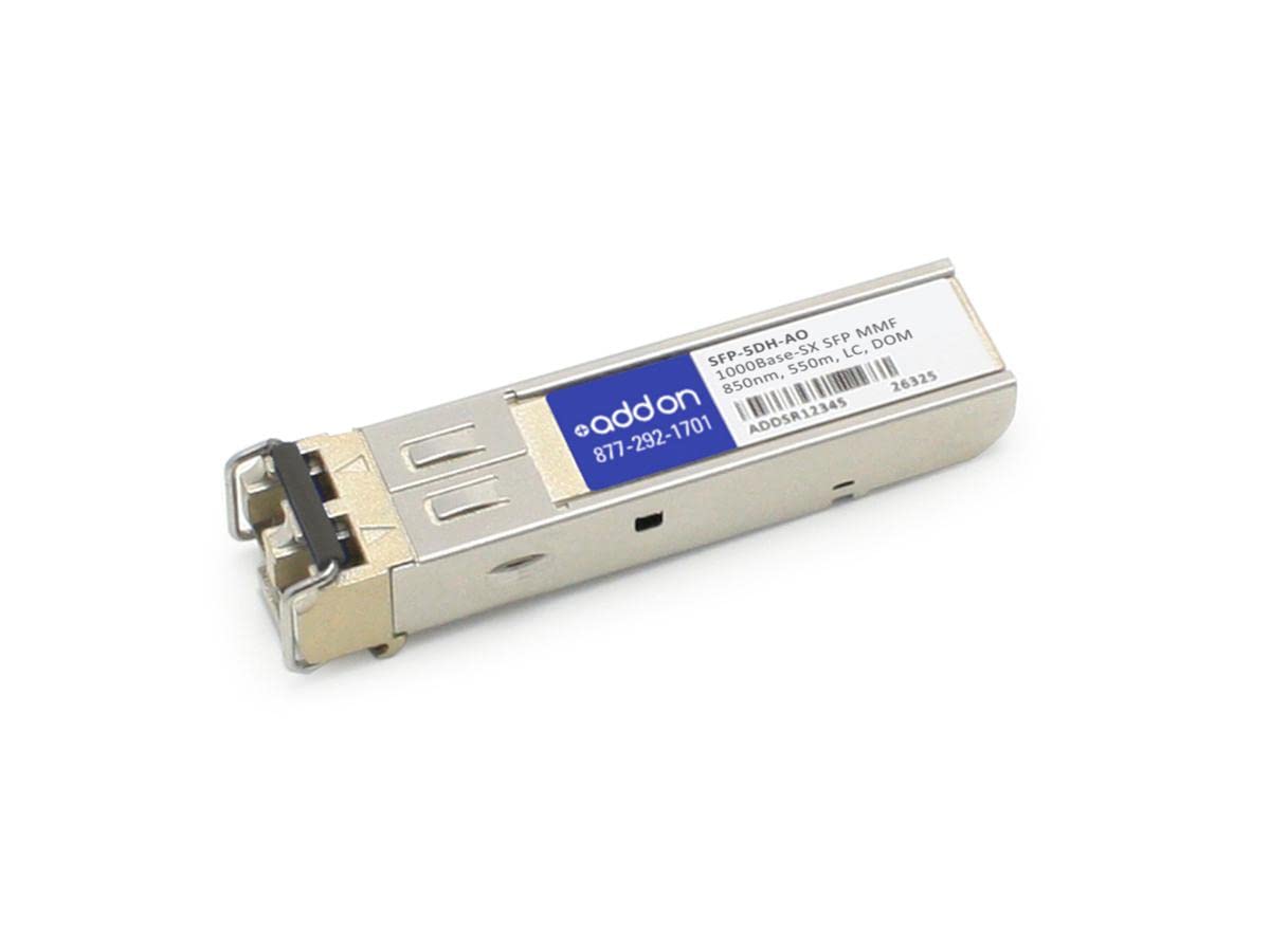 AddOn computer peripherals SFP transceiver module, TAA compliant, for networking and data transfer applications.