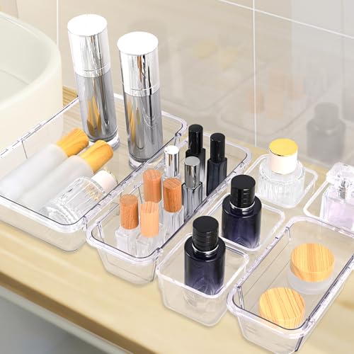 14 Pcs Adjustable Drawer Organizer, Clear Drawer Organizer - Product Imagery