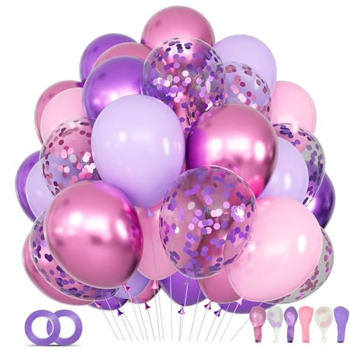 68Pcs Pink and Purple Balloons 12 Inch Metallic Purple Pink - Product Imagery