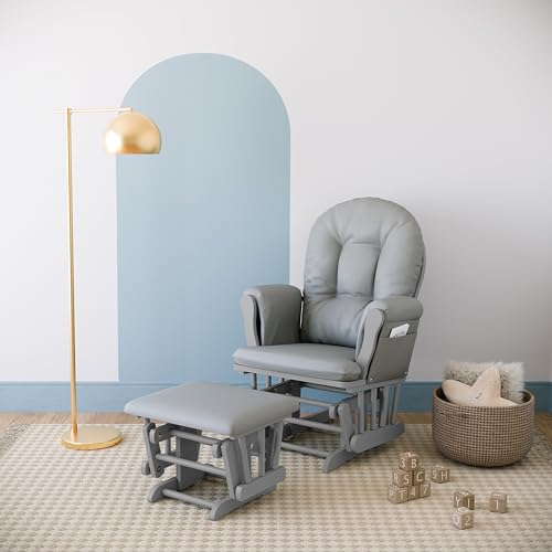 Storkcraft Premium Hoop Glider & Ottoman, Pebble Gray/Light Gray - Product Imagery