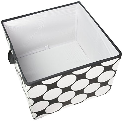 Bacati - Large Storage Tote Dots Pin Stripes Black Neutral 14 x - Product Imagery