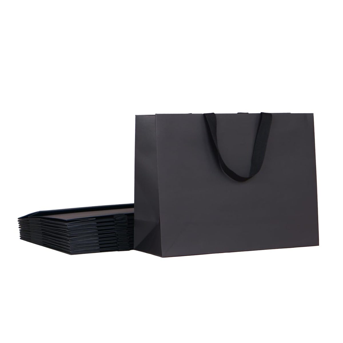 10pcs 15 7x5 5x11 8 Large Size Black Paper Bags with Black - PAPERIST Official Imagery - 1