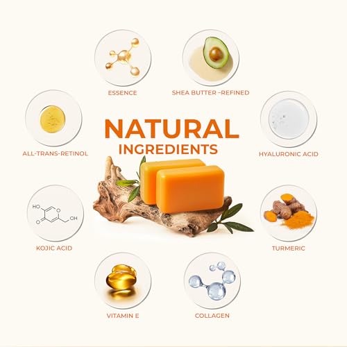 Kojic Acid Soap, Turmeric Soap Bar for Dark Spots Brightening & - Product Imagery