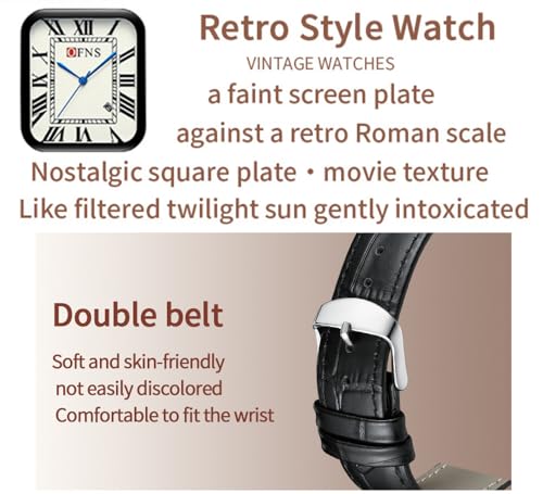 Men Women Retro Square Quartz Watch Business Casual Roman - Product Imagery