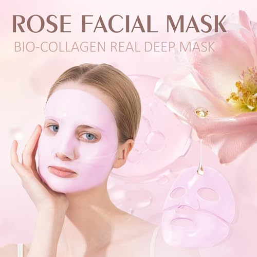 Rose Bio-Collagen Deep Hydrating Face Masks, 2 Pack Sheet Masks - Product Imagery