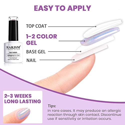 RARJSM Holographic Nail Polish Champagne Gold Gel Polish Halo - Product Imagery
