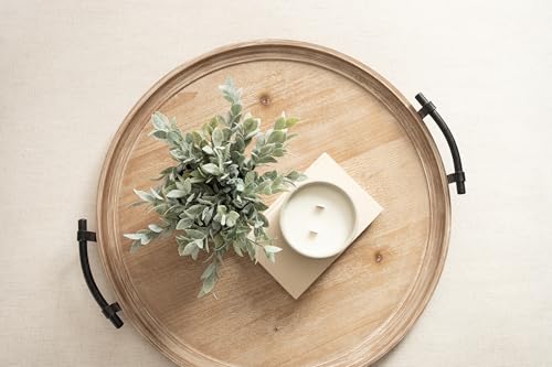 Kate and Laurel Bruillet Farmhouse Wood Round Ottoman Tray; 24 x - Product Imagery