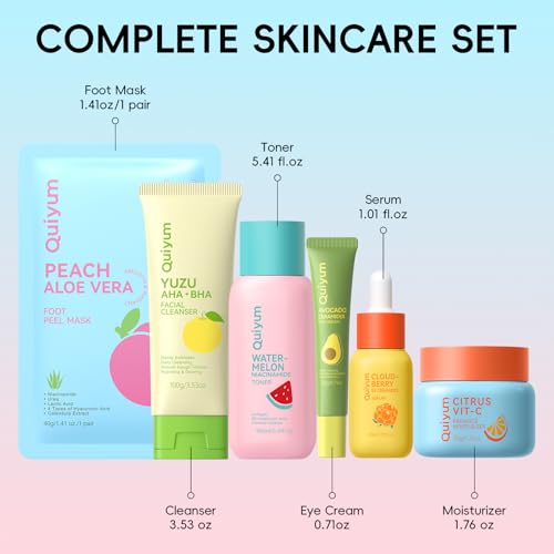 Fruit Skincare Gift Set - 10-in-1 Glow Routine + Cute Accessories - Product Imagery