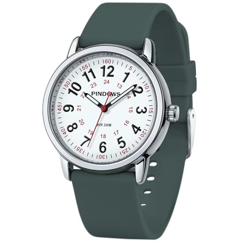 PINDOWS Nurse Watch for Women and Men, Analog Quartz with Second - Product Imagery