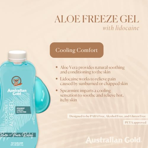 Australian Gold Lidocaine After Sun Cooling Gel | Sunburn - Product Imagery