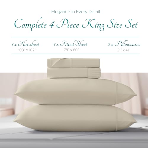 Carressa Linen 100% Egyptian Cotton King Size Sheets Set - 800 - Product Imagery