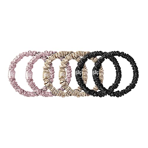 Slip Silk Hair Ties, Multi Skinny Scrunchies, Set of 6 | - Product Imagery
