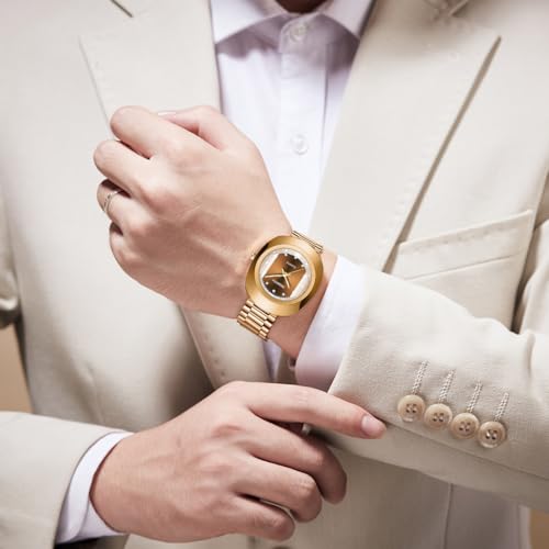 FANMIS Luxury Men's and Women's Golden Business Diamond Watch - Product Imagery