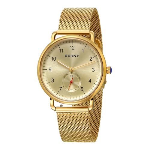 BERNY Gold Watch for Men & Women, Fashion Unisex Quartz - Product Imagery