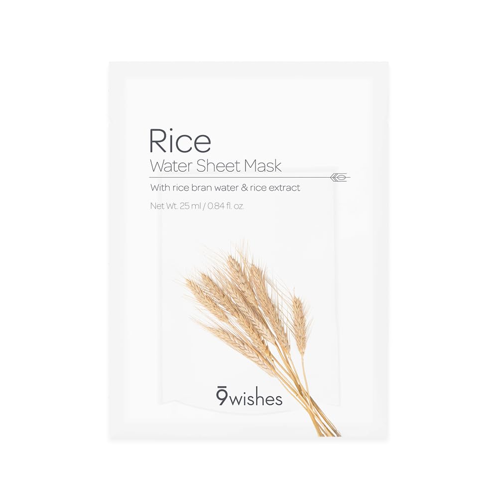 9 wishes Rice Water Sheet Mask- Hydrating Korean Face Mask with - 9 wishes