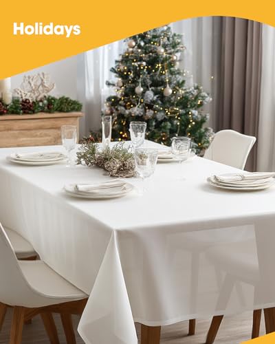 White Plastic Table Cloth - 4 Pack 54" × 108" Rectangle - Product Imagery