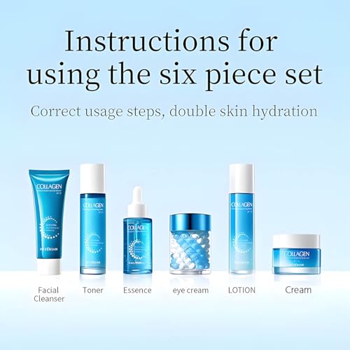 6 Pcs Collagen Skin Care Set for Teen Girls, Hydrating Skincare - Product Imagery