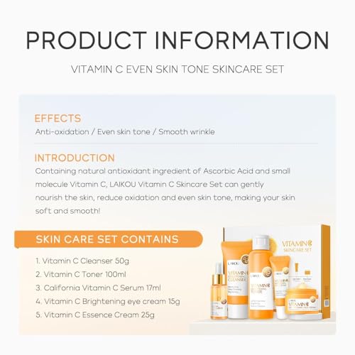 Vitamin C Skincare Set, Moisturizing Face Skin Care Kit with - Product Imagery