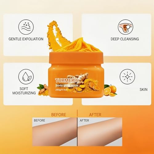 Turmeric Body Scrub, Gentle Body Exfoliator Scrub, Deep - Product Imagery