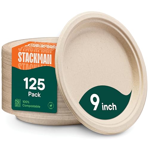 100% Compostable Paper Plates, Heavy Duty Disposable Plates - Product Imagery