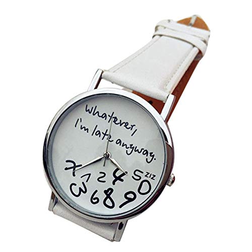 "Whatever, I'm late anyway" Print Leather Women Men Silver - Product Imagery