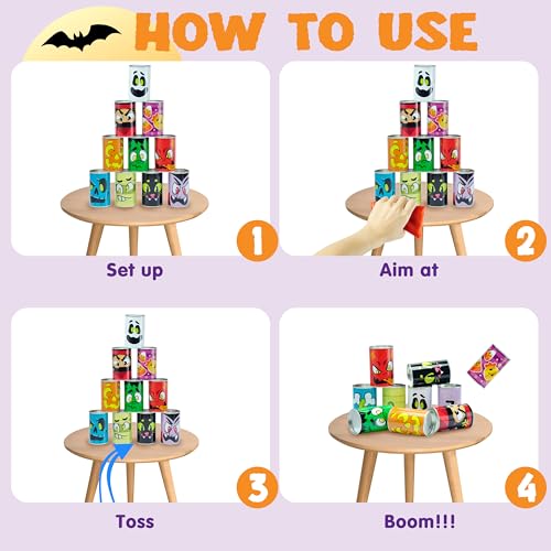 JOYIN 13 Pcs Halloween Carnival Can Bean Bag Toss Games for Kids - Product Imagery