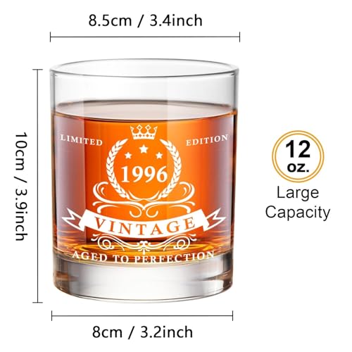 LIGHTEN LIFE 30th Birthday Gifts for Men,1996 Whiskey Glass Set - Product Imagery