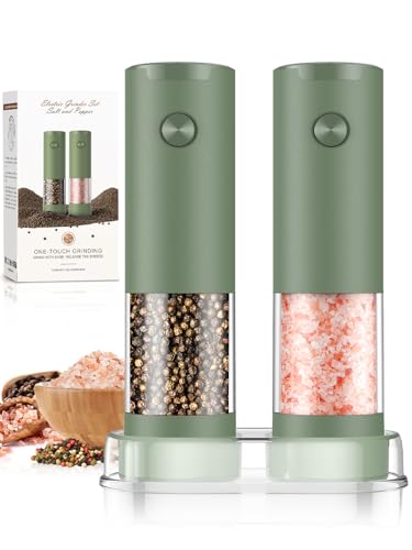 Salt and Pepper Grinder Set Mom Gifts, Electric Automatic Green - Product Imagery