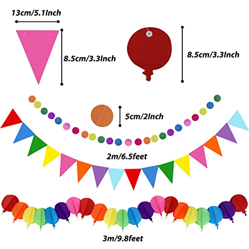 Party Decorations, 41 Pcs Multicoloured Papar Fans Pompoms - Product Imagery