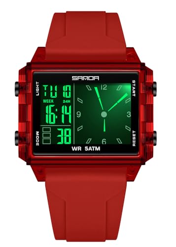 FANMIS Digital Sports Watch for Men Women Transparent 50M LED - Product Imagery