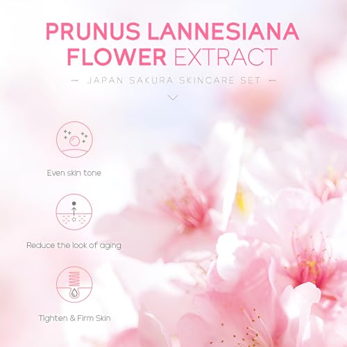 LAIKOU Sakura Skincare Set for Teen Girls, Complete Face Care - Product Imagery