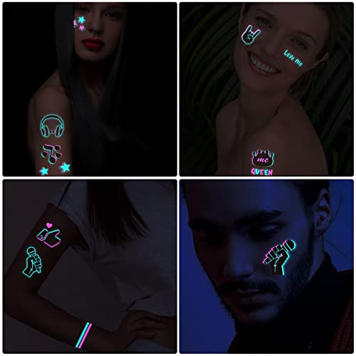 Konsait 10 Sheets Glow in the Dark Tattoos for Kids Adults - - Product Imagery